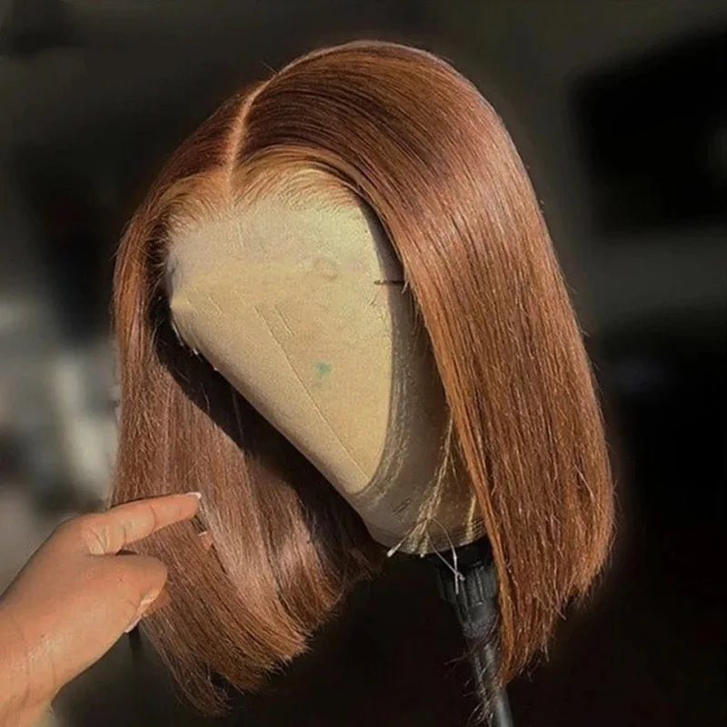 13*4 Frontal 7 Inch Straight Bob Remy Hair Brazilian Lace Front Wig Transparent Lace 100% Human Hair