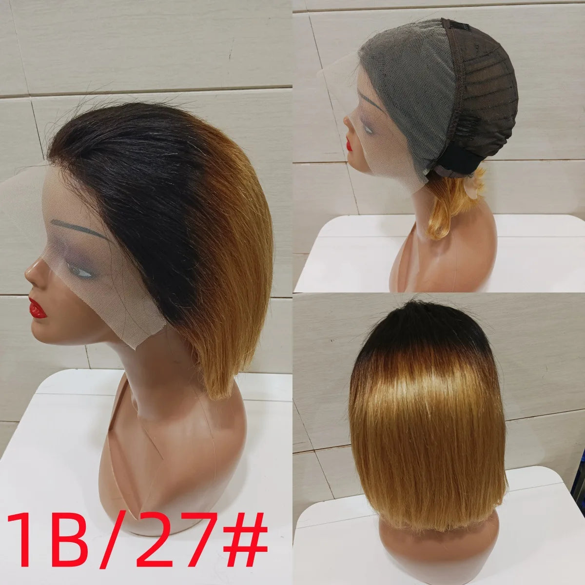 13*4 Frontal 7 Inch Straight Bob Remy Hair Brazilian Lace Front Wig Transparent Lace 100% Human Hair