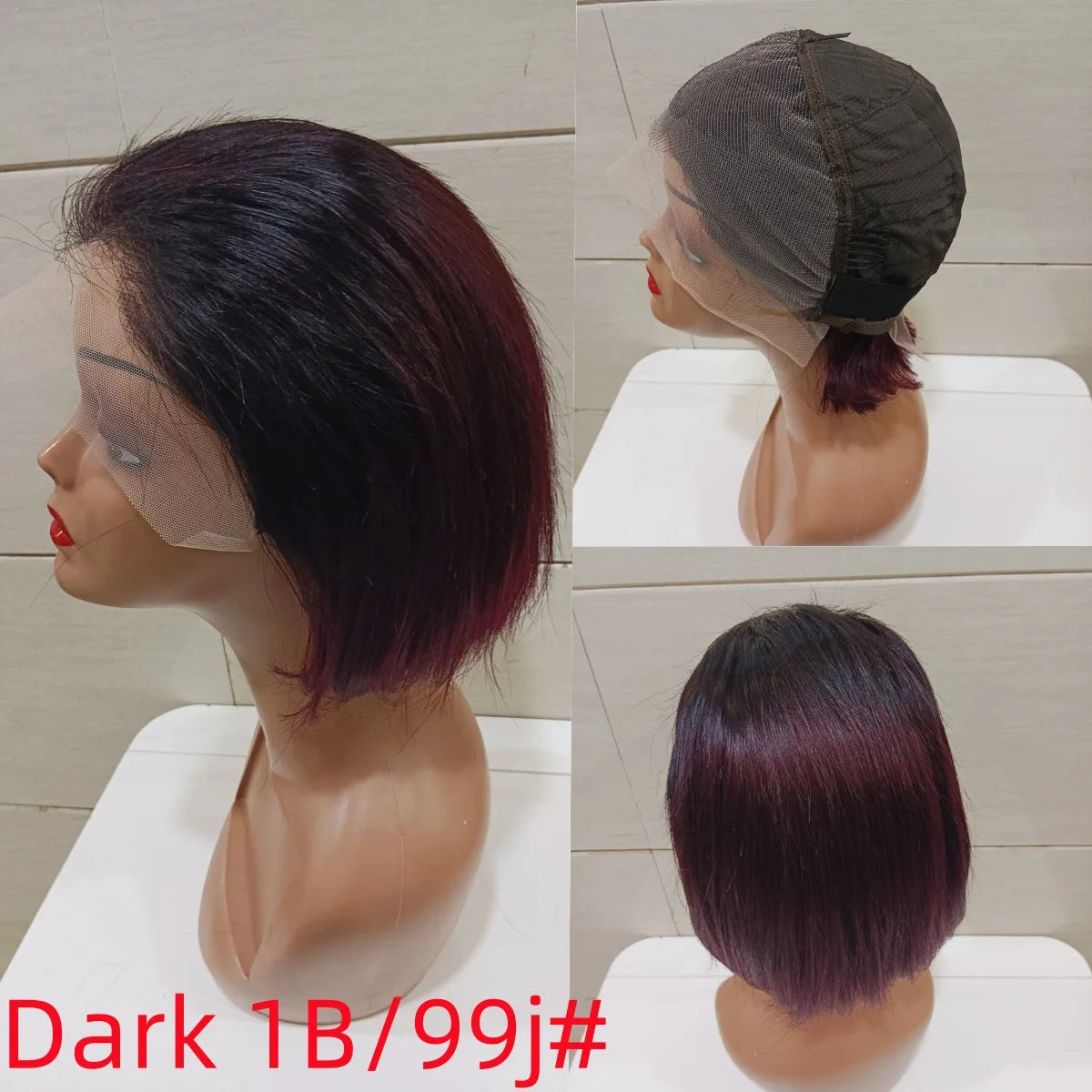 13*4 Frontal 7 Inch Straight Bob Remy Hair Brazilian Lace Front Wig Transparent Lace 100% Human Hair