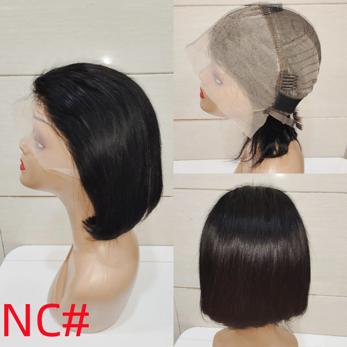 13*4 Frontal 7 Inch Straight Bob Remy Hair Brazilian Lace Front Wig Transparent Lace 100% Human Hair