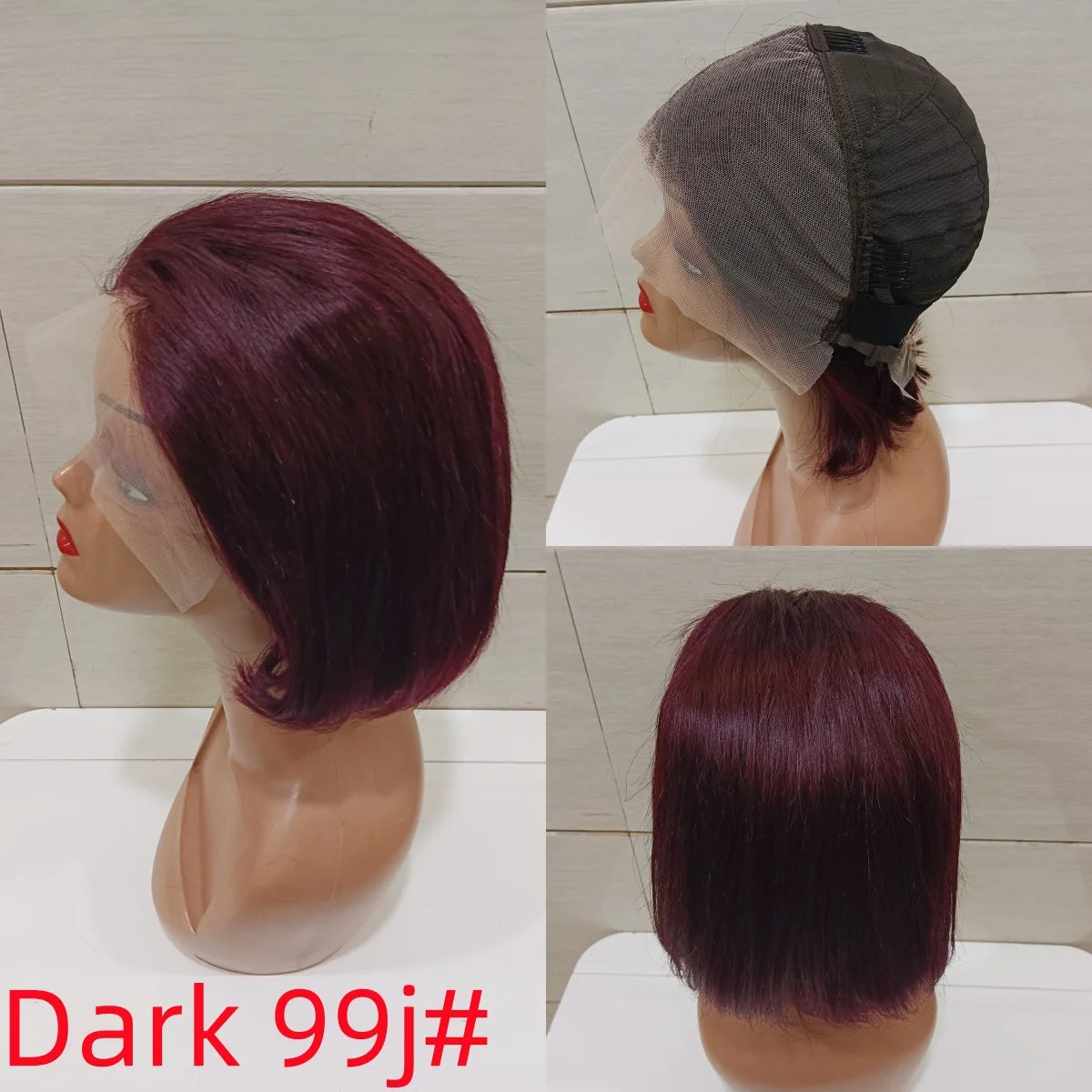 13*4 Frontal 7 Inch Straight Bob Remy Hair Brazilian Lace Front Wig Transparent Lace 100% Human Hair