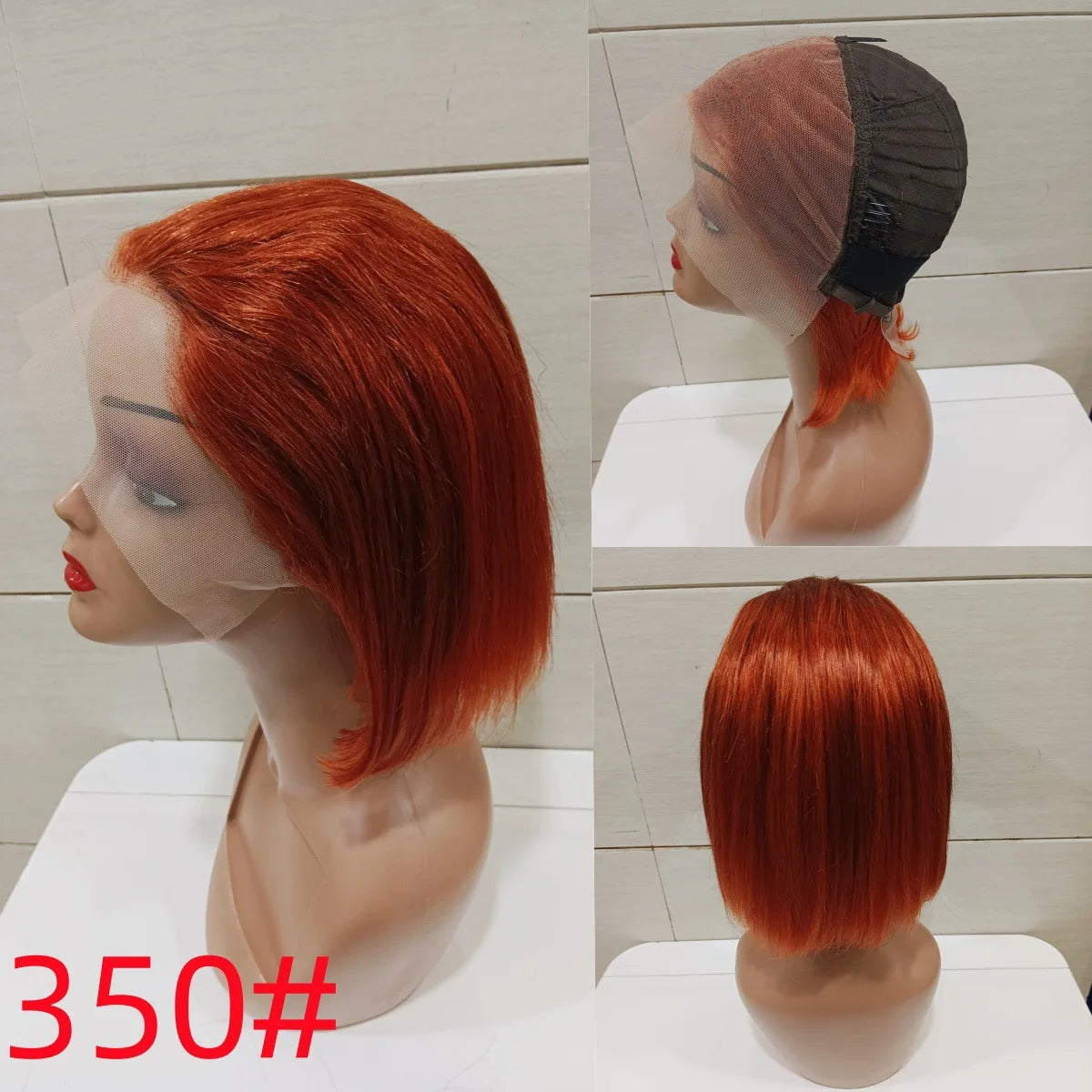 13*4 Frontal 7 Inch Straight Bob Remy Hair Brazilian Lace Front Wig Transparent Lace 100% Human Hair