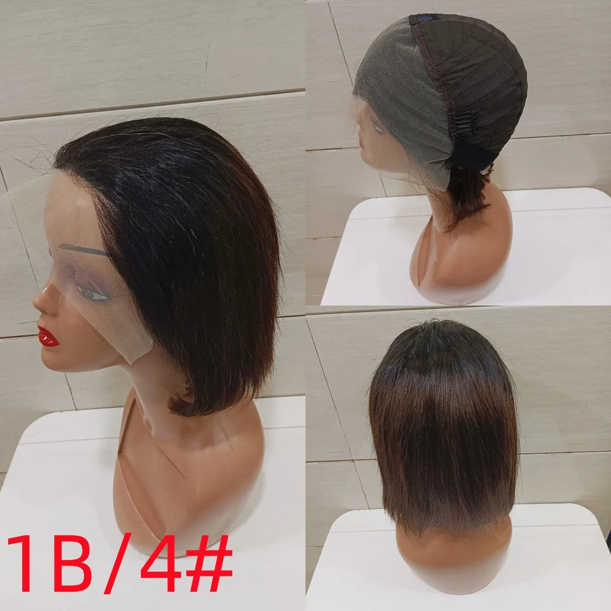 13*4 Frontal 7 Inch Straight Bob Remy Hair Brazilian Lace Front Wig Transparent Lace 100% Human Hair