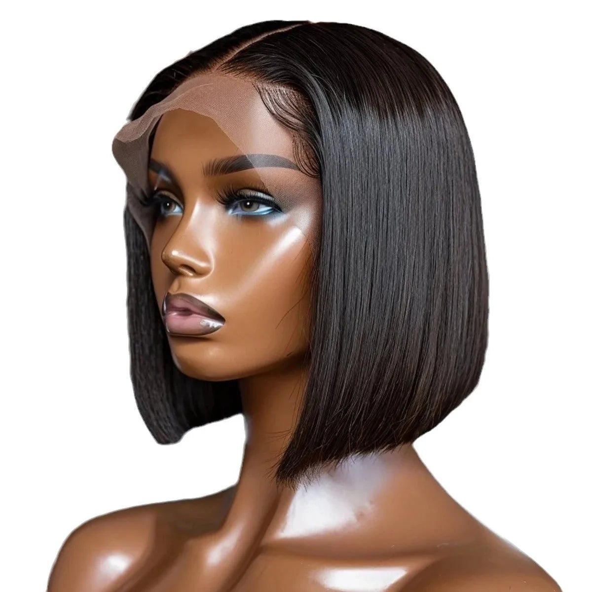 13*4 Frontal 7 Inch Straight Bob Remy Hair Brazilian Lace Front Wig Transparent Lace 100% Human Hair