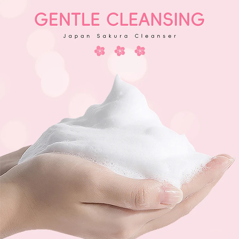 LAIKOU Japan Sakura Cleanser Gentle Deep Cleaning Oil Control Moisturizing Shrink Pores Face Skin Care Skin Cleanser 50g