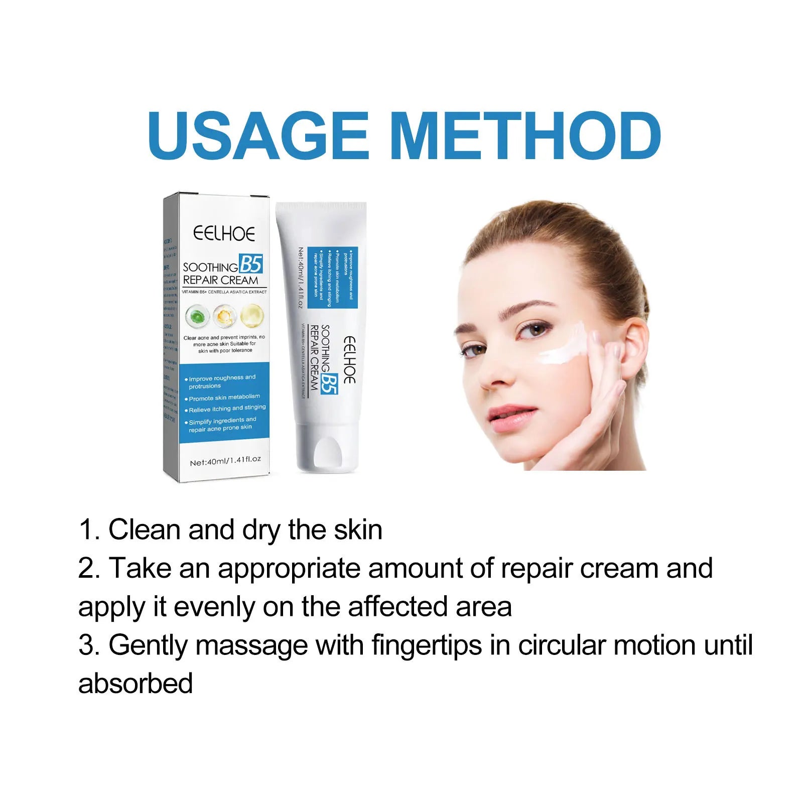 Centella Asiatica Repair Cream For Moisturizer Boost Skin Metabolism Brighten Skin Restore Skin Shrink Pores A-cne Removal Cream