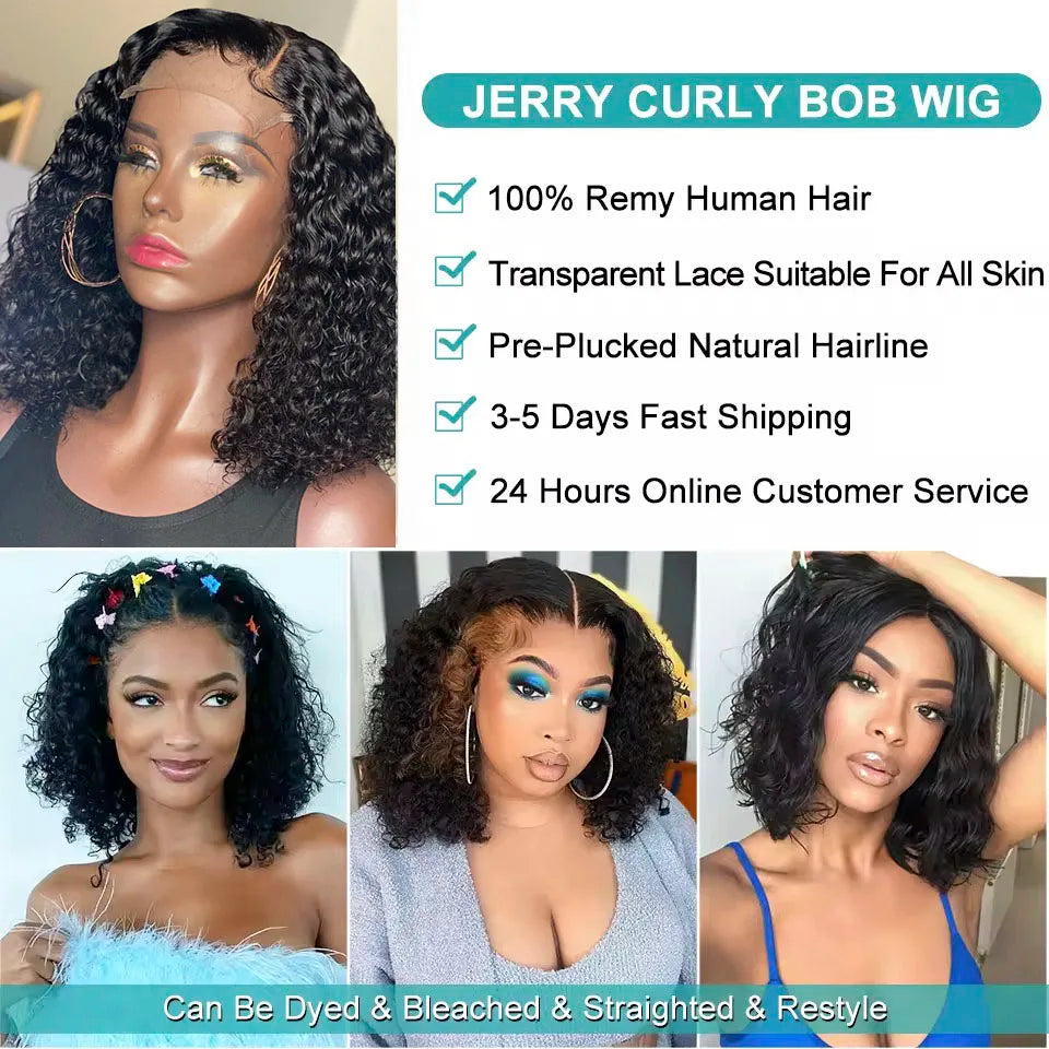 Water Wave Lace Front Wigs for Women Brazilian Closure Bob Wig 13x4 Transparent Lace Frontal Short Wigs Human Hair Pre Plucked