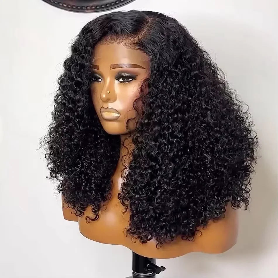 200% Density Curly Bob Wigs Human Hair Deep Wave Bob Wig 13×4 Lace Front Wig Deep Curly Human Hair Wigs Lace Front Wig For Women