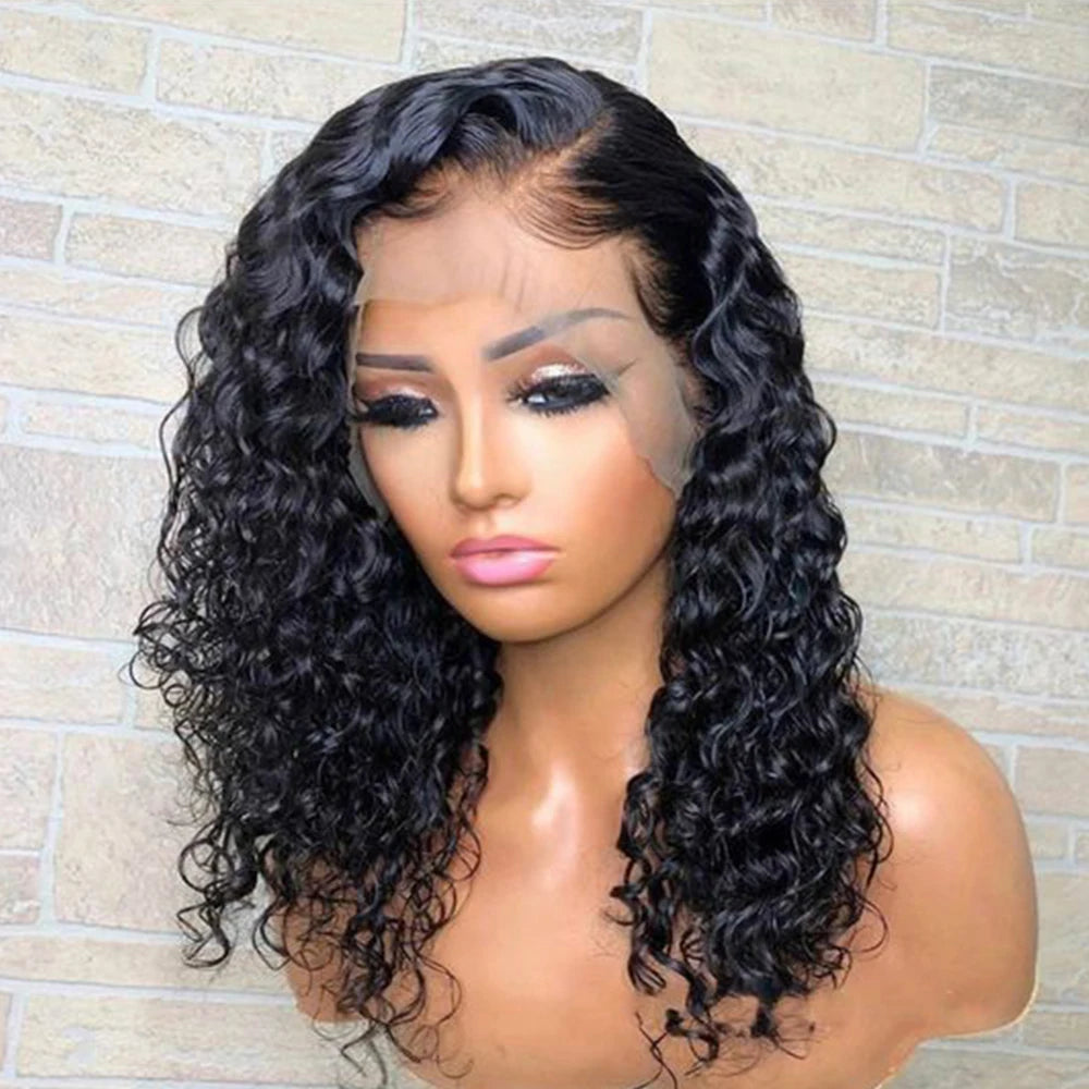 Water Wave Lace Front Wigs for Women Brazilian Closure Bob Wig 13x4 Transparent Lace Frontal Short Wigs Human Hair Pre Plucked