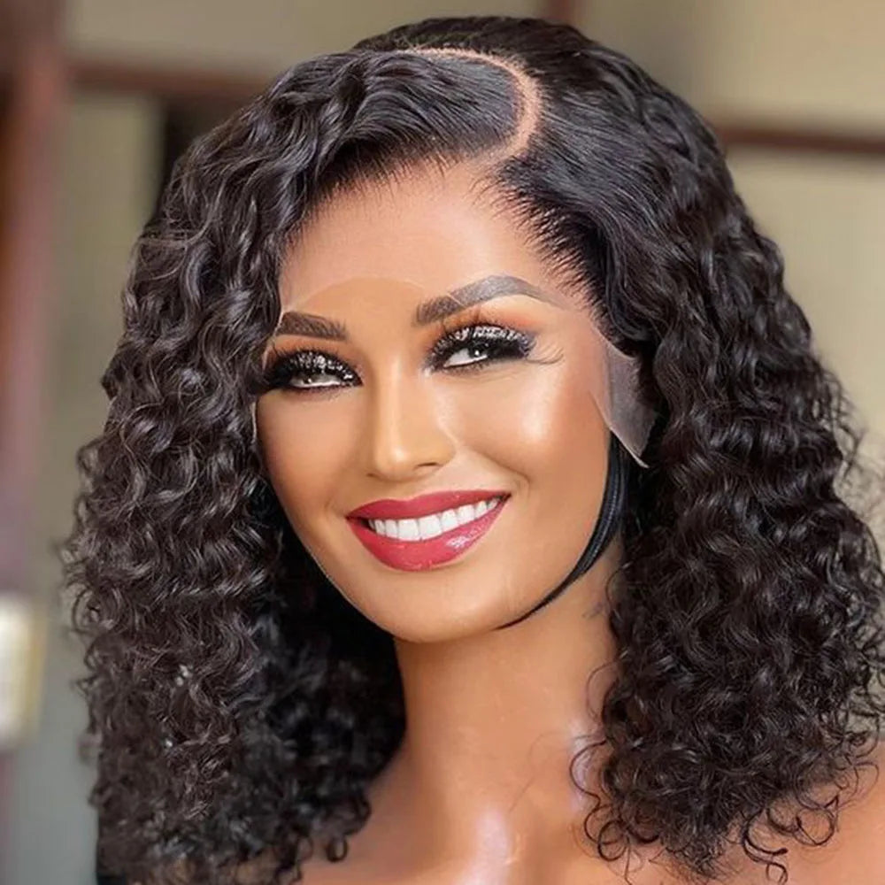 Water Wave Lace Front Wigs for Women Brazilian Closure Bob Wig 13x4 Transparent Lace Frontal Short Wigs Human Hair Pre Plucked
