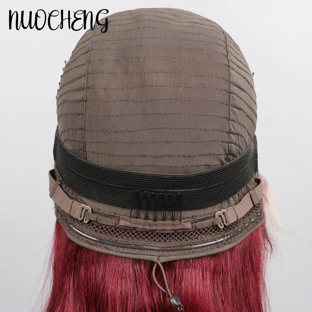 Bob Wig Human Hair 13X4 HD Lace Frontal Short Straight Lace Front Bob Wigs for Black Women Human Hair Wine Red 99J Burgundy