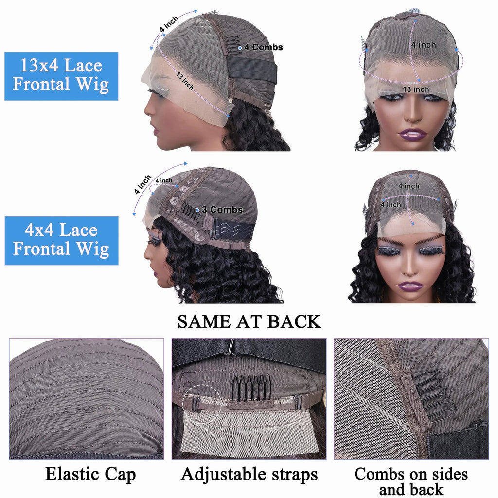 200% Density Curly Bob Wigs Human Hair Deep Wave Bob Wig 13×4 Lace Front Wig Deep Curly Human Hair Wigs Lace Front Wig For Women